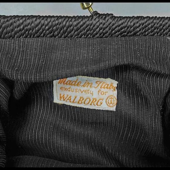 Vintage 50s Black Walborg Beaded Clutch, RARE Mini Purse – Italy - Picture 7 of 14